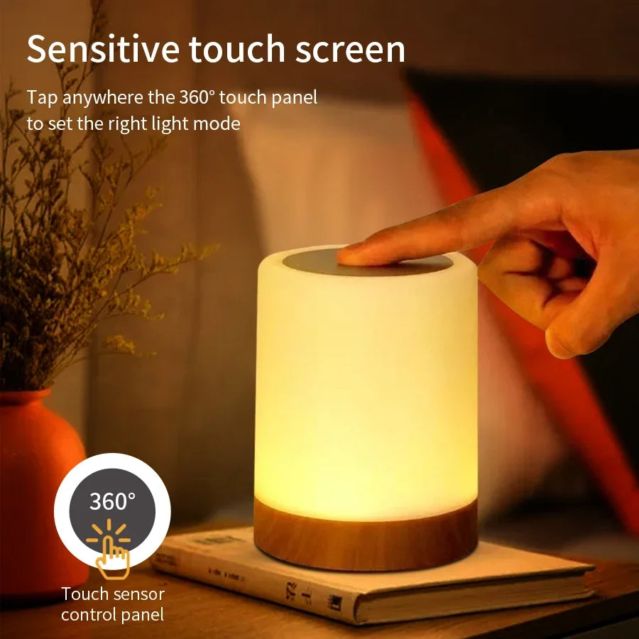New York Nachttischlampe – dimmbare Touch LED Tischlampe RGB, USB wiederaufladbar