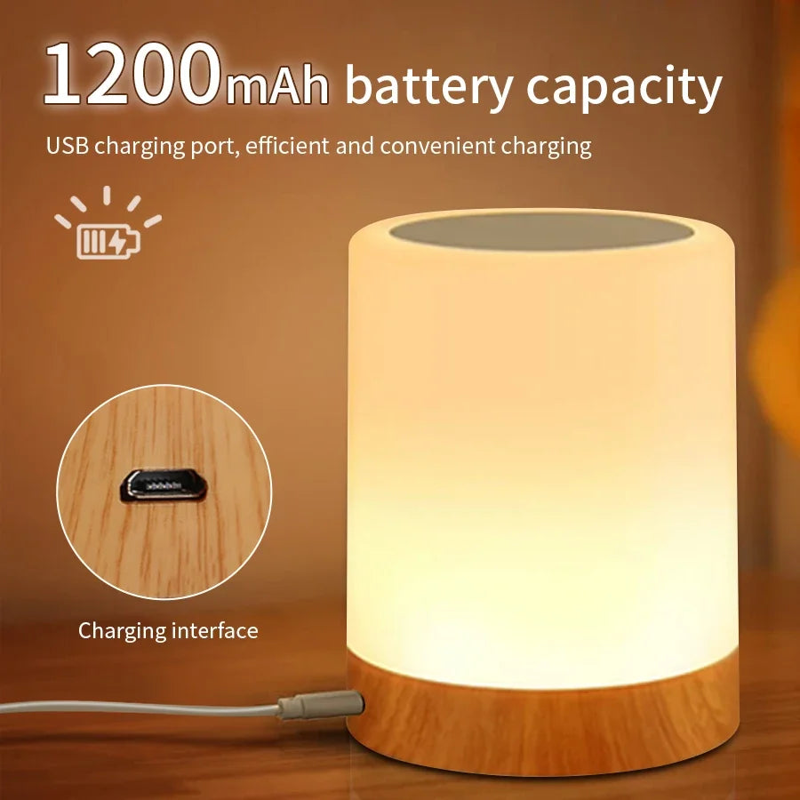 New York Nachttischlampe – dimmbare Touch LED Tischlampe RGB, USB wiederaufladbar