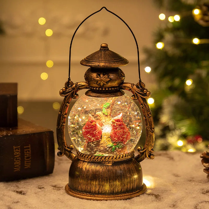 Weihnachtliche Schneekugel-Laterne mit Musik & Licht