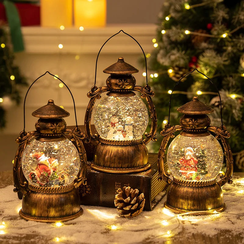Weihnachtliche Schneekugel-Laterne mit Musik & Licht