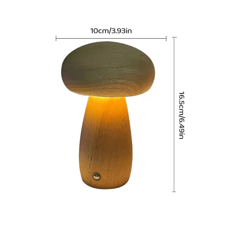 Hamburg Nachttischlampe aus Holz in Pilzform LED - dimmbar 3 Farben