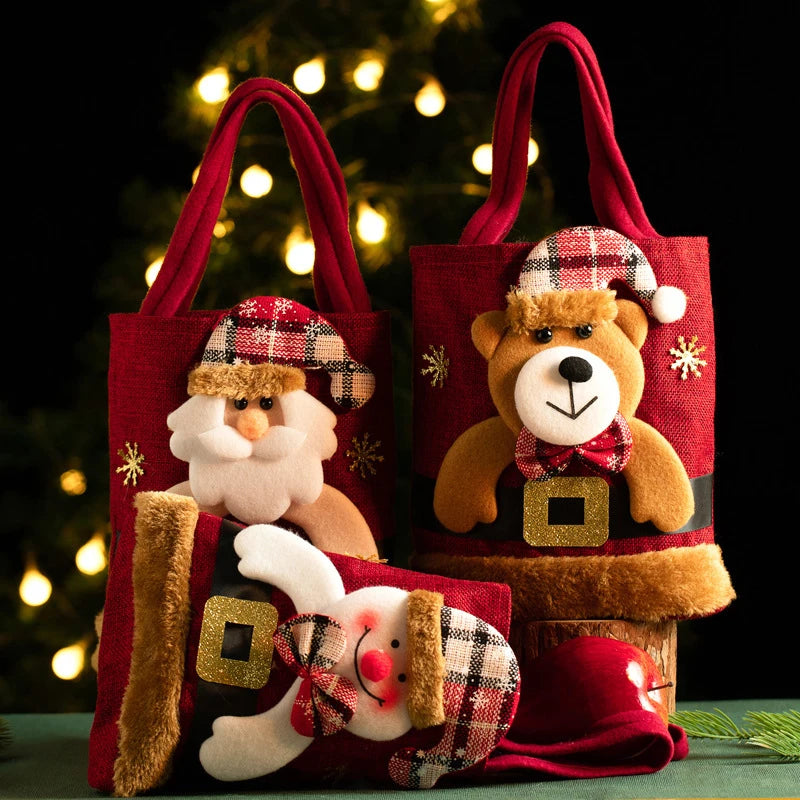 Weihnachtliche Geschenktasche aus Leinen