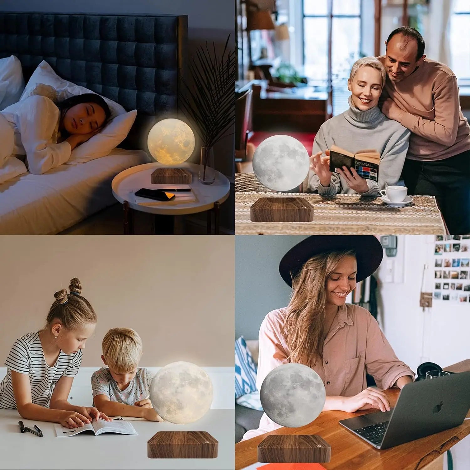 Schwebende Mondlampe – 3D LED Nachtlicht mit Holzsockel