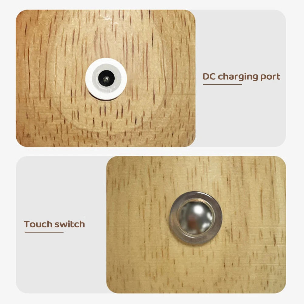 Hamburg Nachttischlampe aus Holz in Pilzform LED - dimmbar 3 Farben