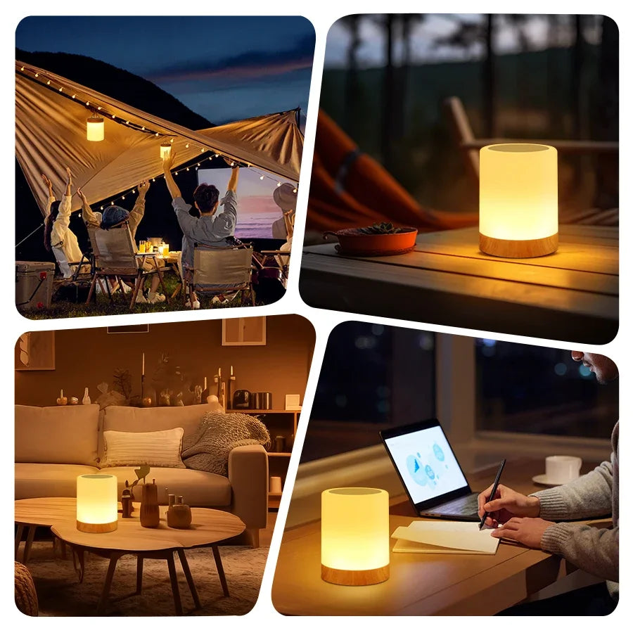 New York Nachttischlampe – dimmbare Touch LED Tischlampe RGB, USB wiederaufladbar