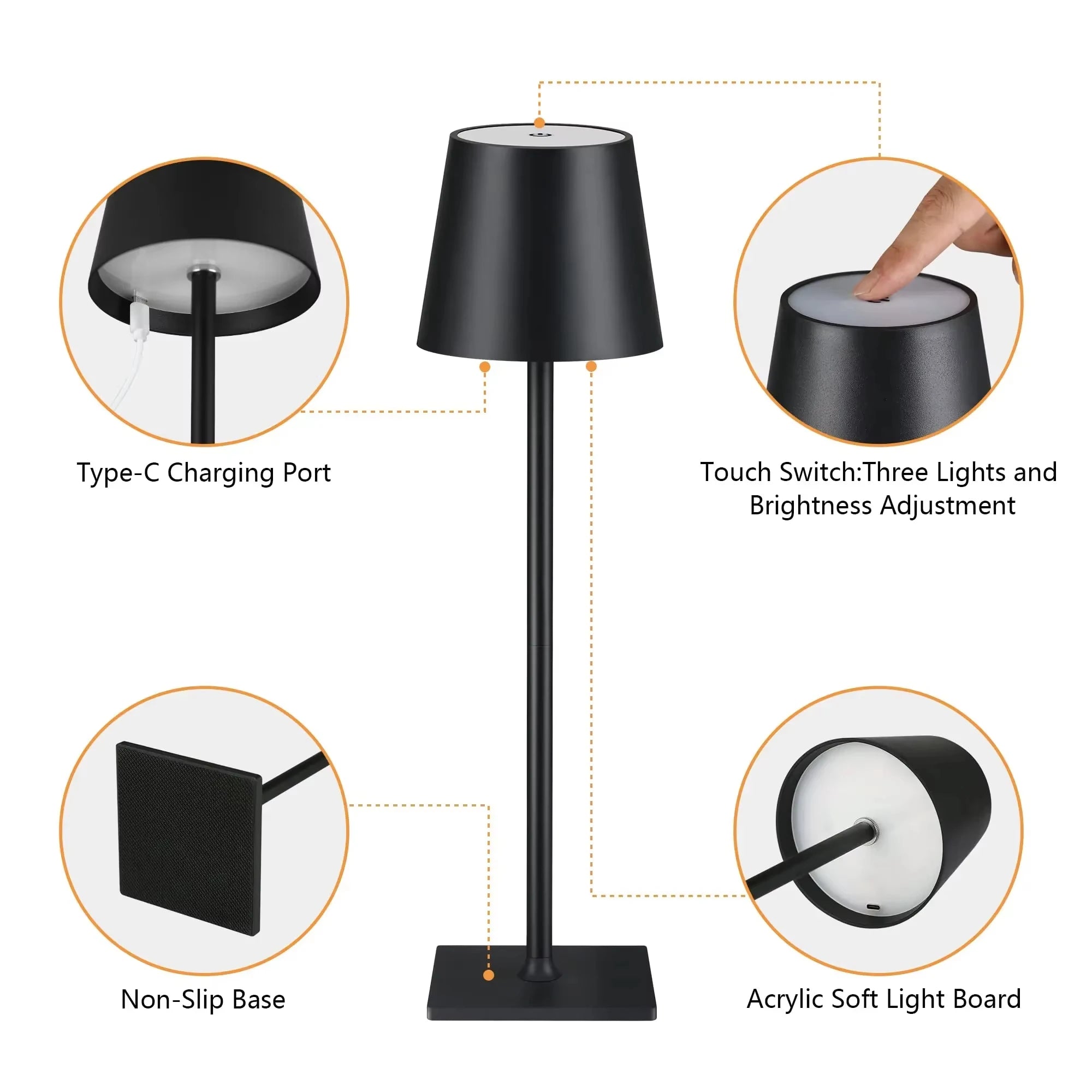 Tokio LED Tischlampe – Dimmbar, kabellos & per Touch steuerbar