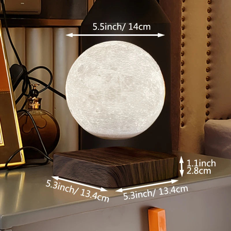 Schwebende Mondlampe – 3D LED Nachtlicht mit Holzsockel