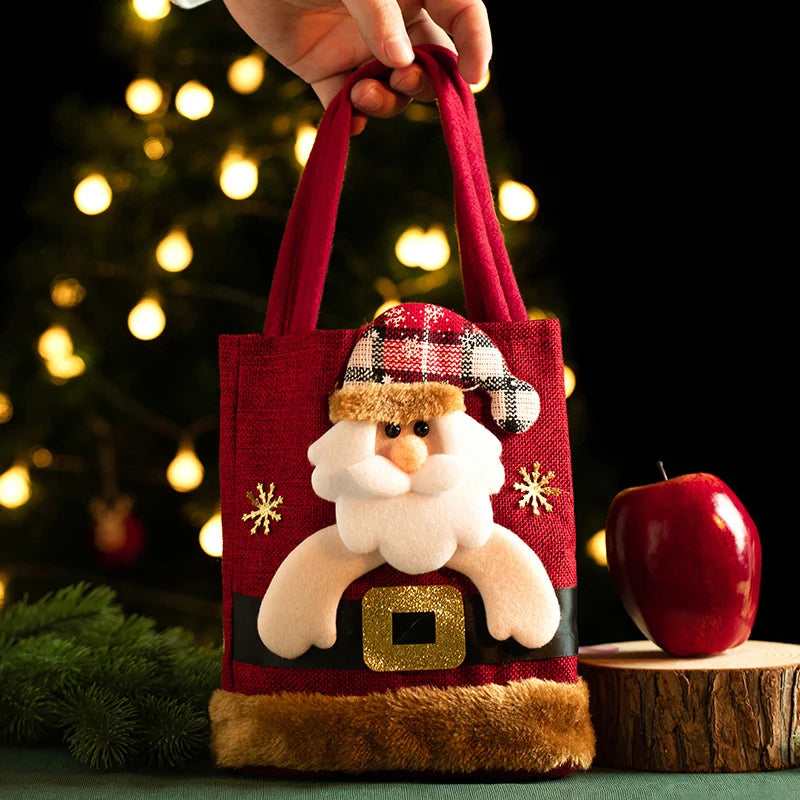 Weihnachtliche Geschenktasche aus Leinen