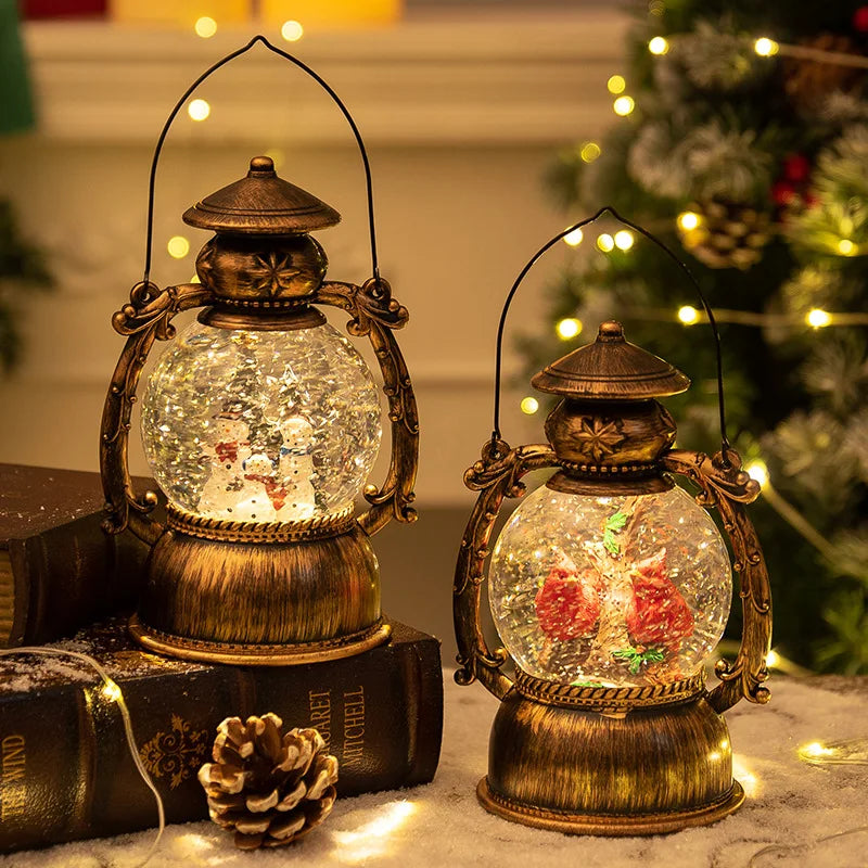 Weihnachtliche Schneekugel-Laterne mit Musik & Licht