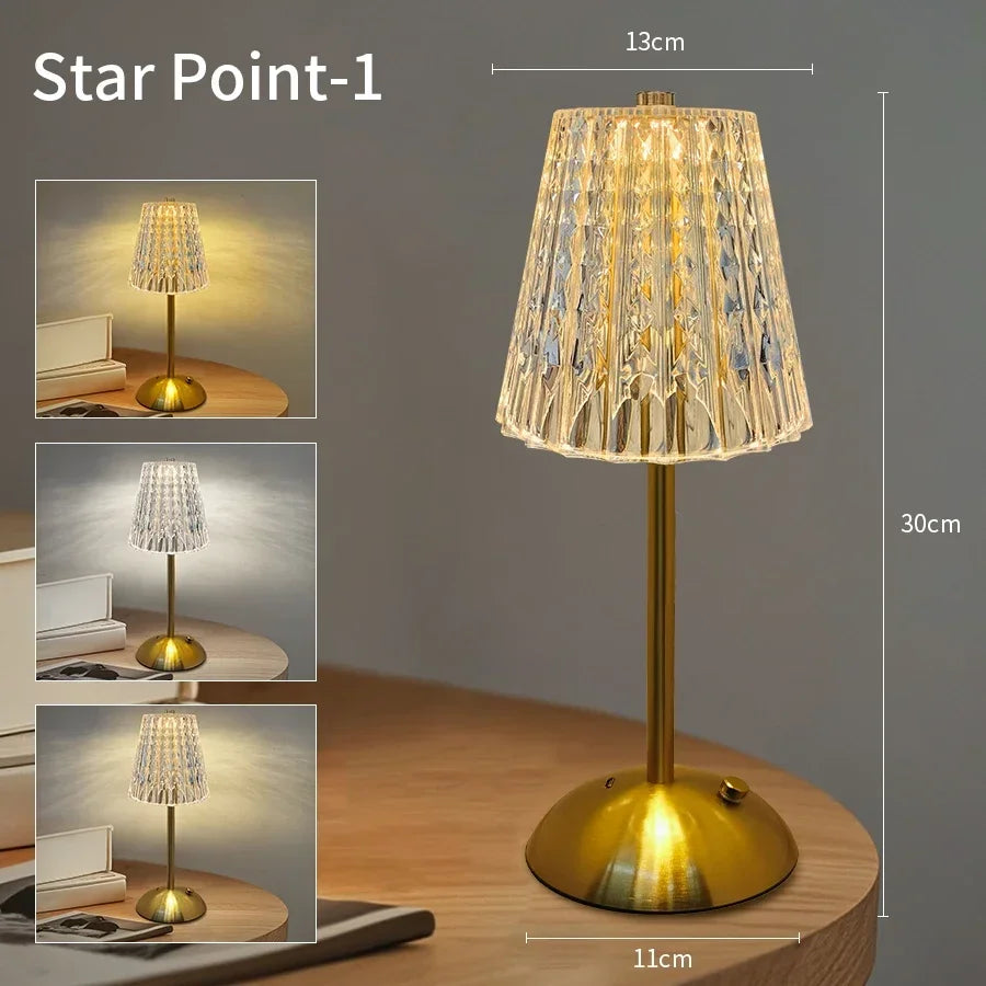 Tischlampe Crystal LED dimmbar mit Touch Sensor