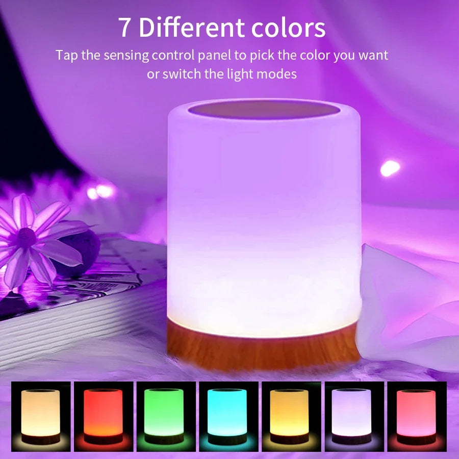 New York Nachttischlampe – dimmbare Touch LED Tischlampe RGB, USB wiederaufladbar