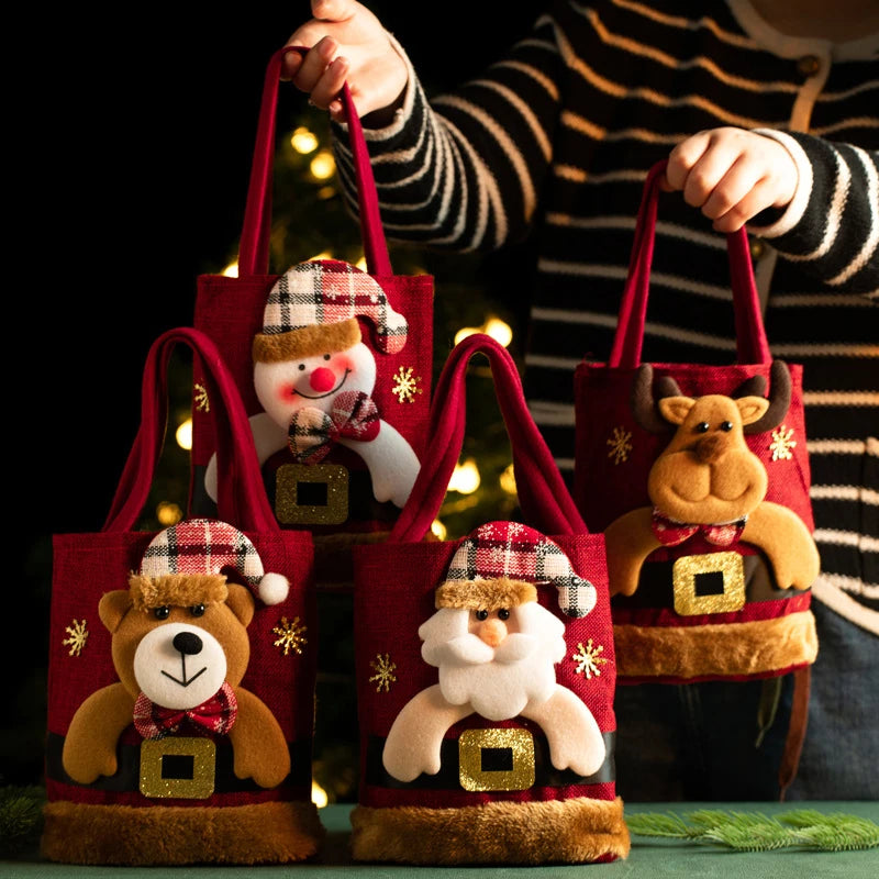 Weihnachtliche Geschenktasche aus Leinen
