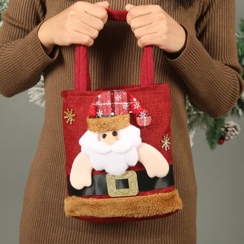 Weihnachtliche Geschenktasche aus Leinen