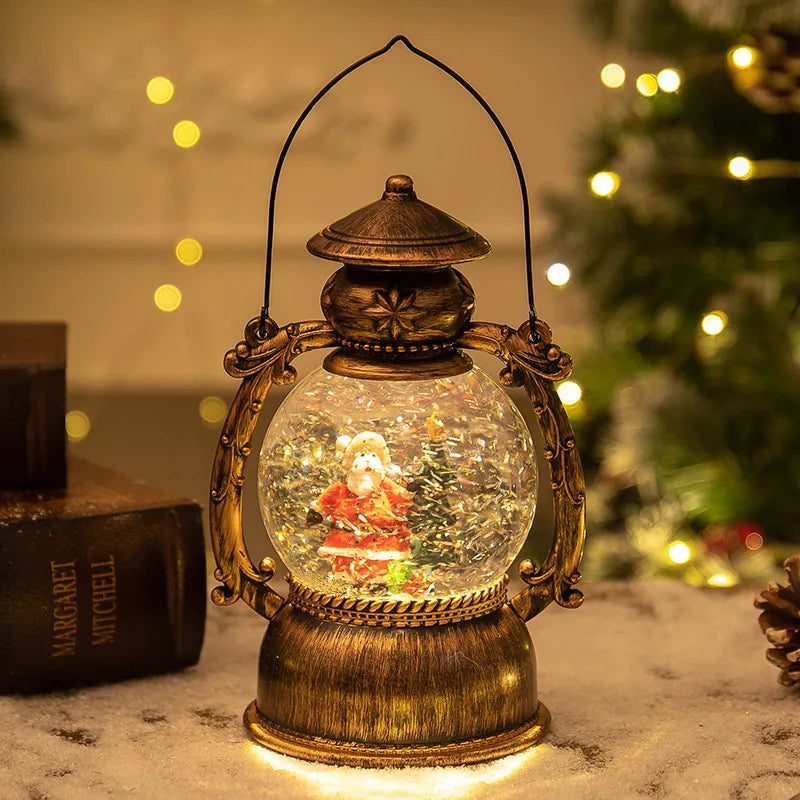 Weihnachtliche Schneekugel-Laterne mit Musik & Licht