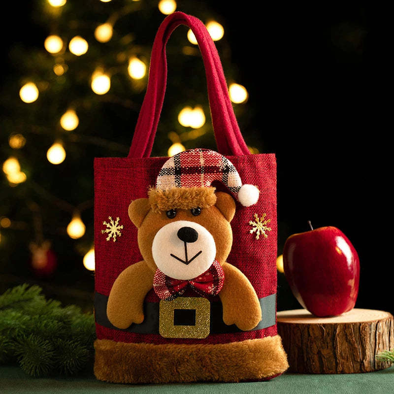 Weihnachtliche Geschenktasche aus Leinen