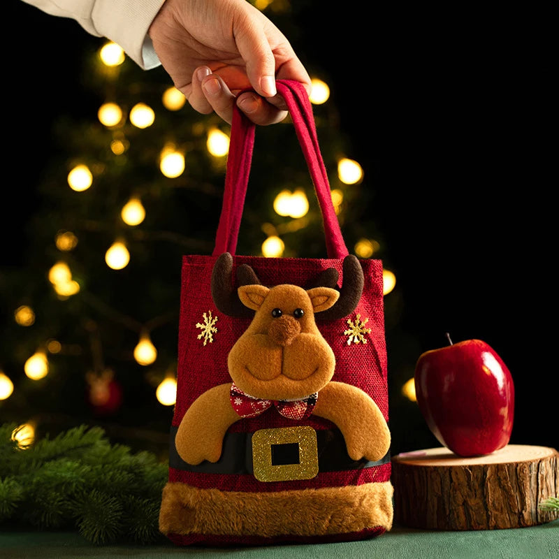 Weihnachtliche Geschenktasche aus Leinen