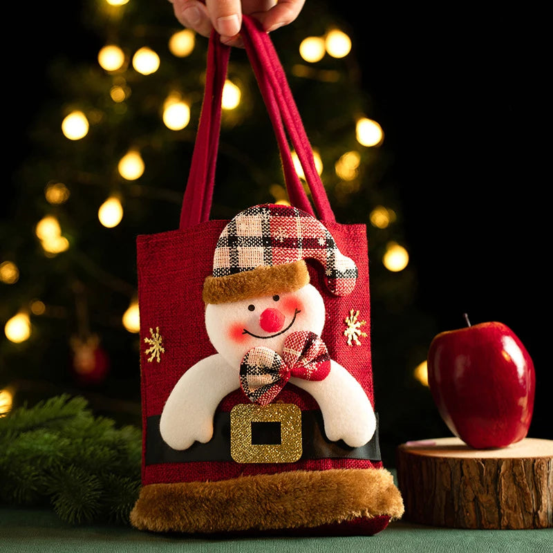 Weihnachtliche Geschenktasche aus Leinen