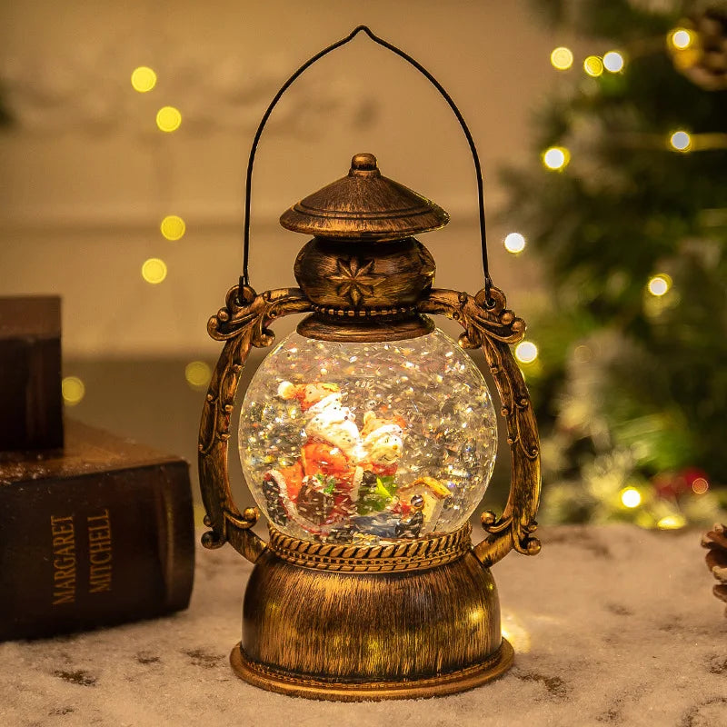 Weihnachtliche Schneekugel-Laterne mit Musik & Licht